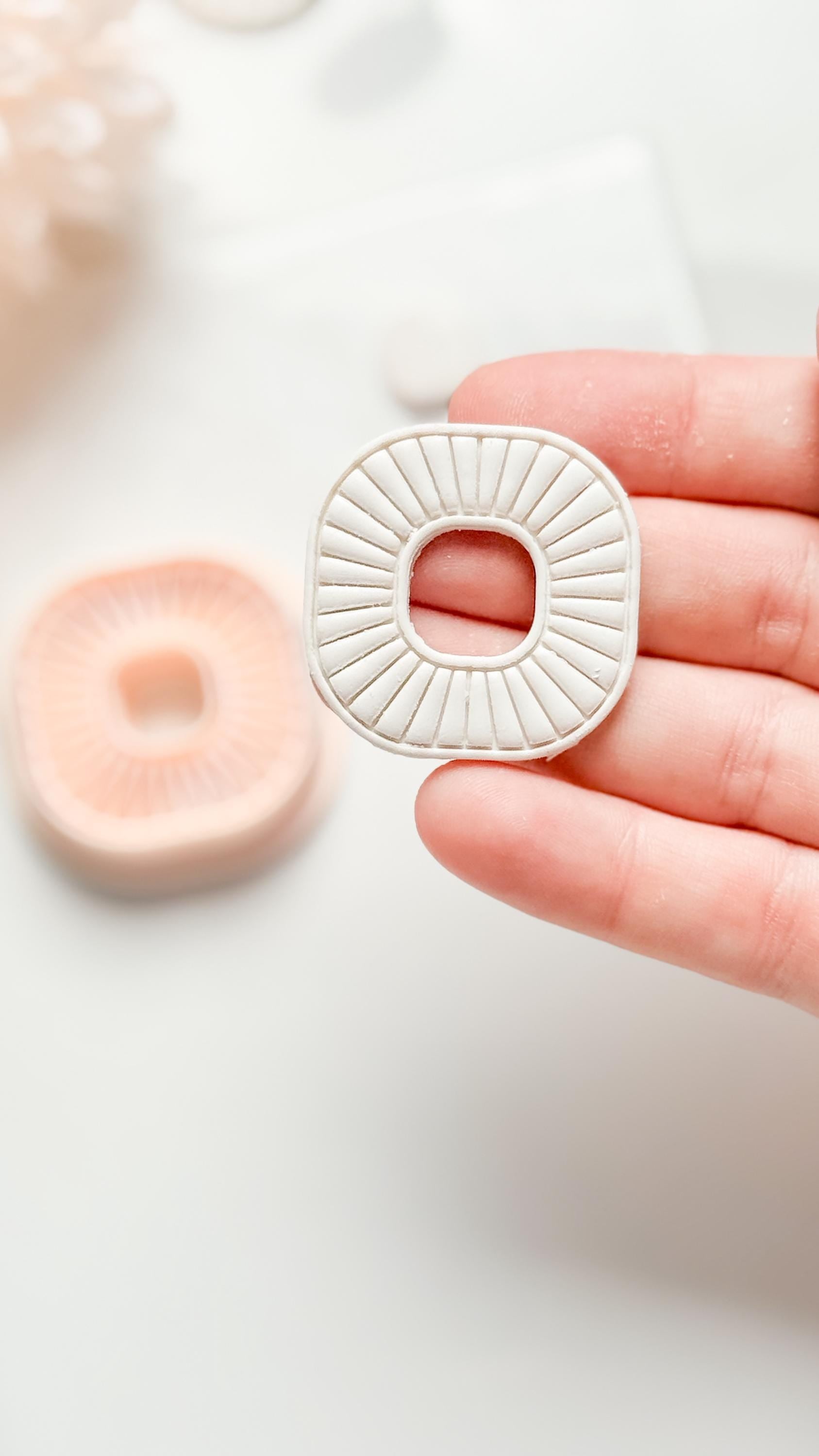 Sunray Square Clay Cutter: Radiating Line Detail for Earrings