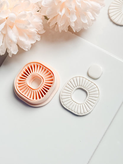 Sunray Square Clay Cutter: Radiating Line Detail for Earrings