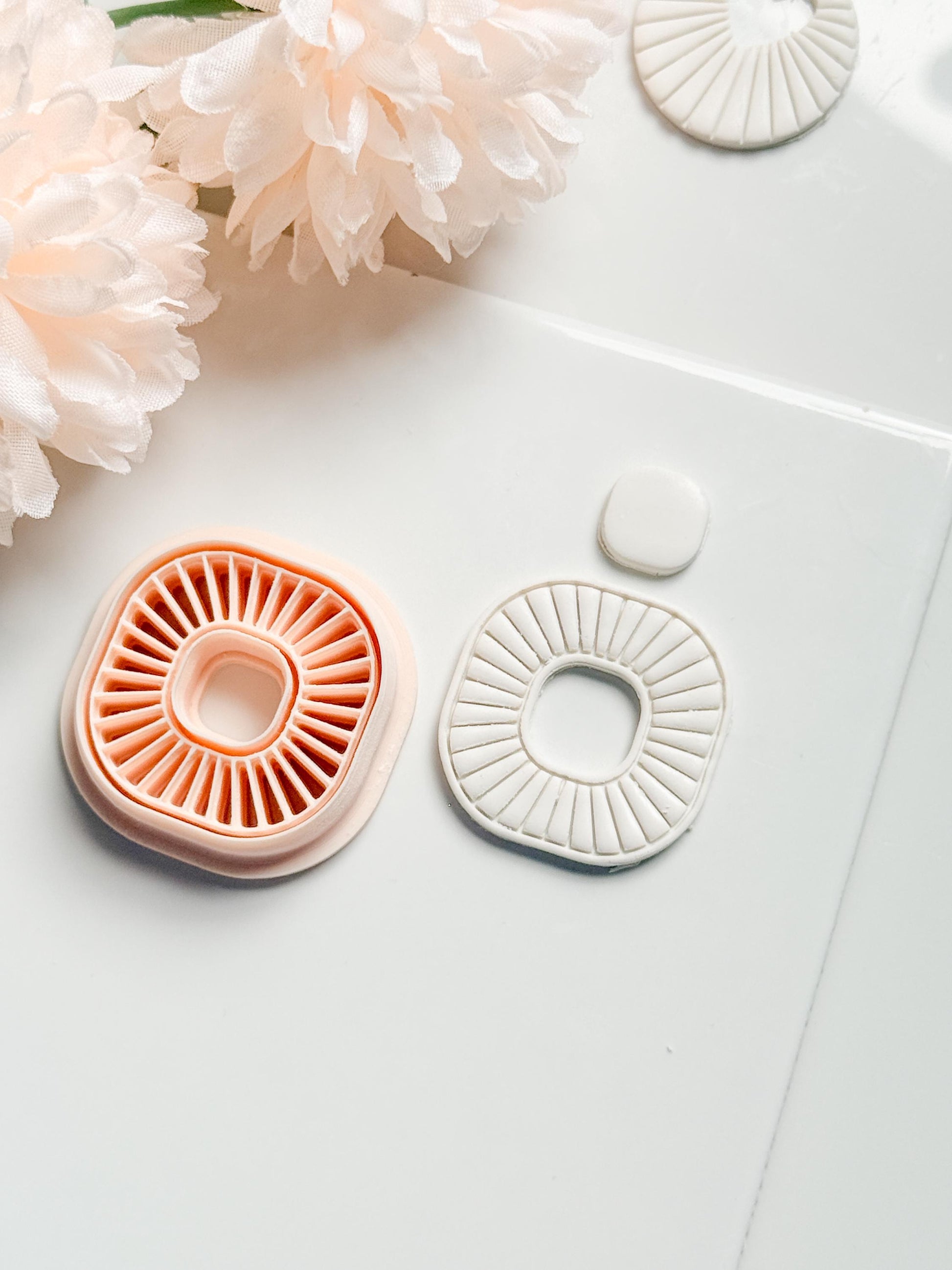 Sunray Square Clay Cutter: Radiating Line Detail for Earrings