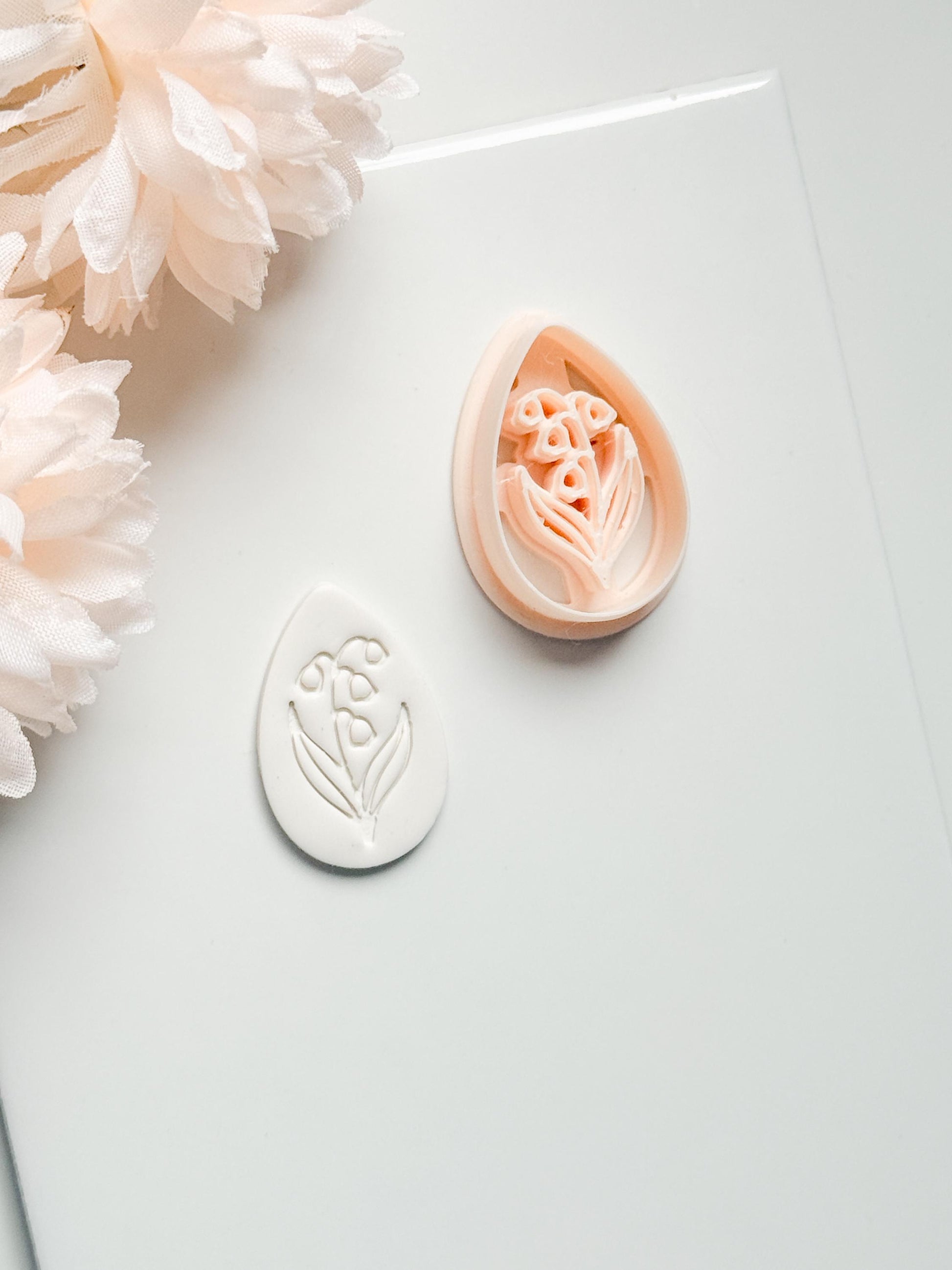 Honey Lilly Teardrop Clay Cutter: Lily of the Valley Botanical Detail