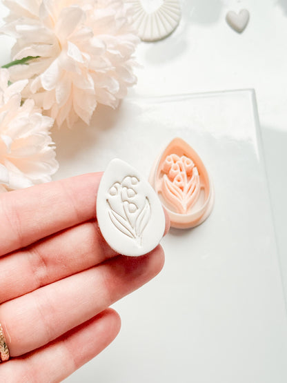 Honey Lilly Teardrop Clay Cutter: Lily of the Valley Botanical Detail