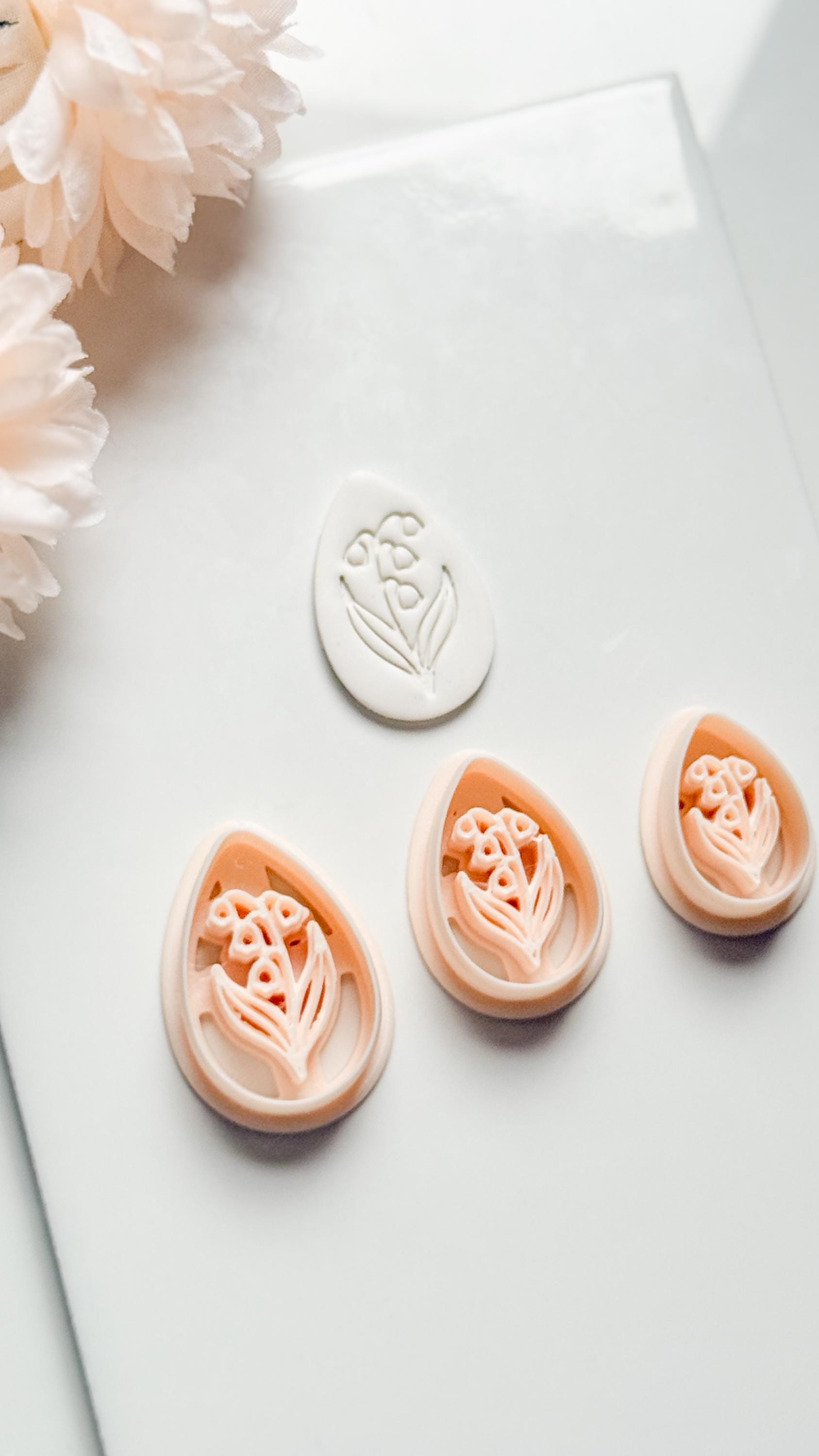 Honey Lilly Teardrop Clay Cutter: Lily of the Valley Botanical Detail