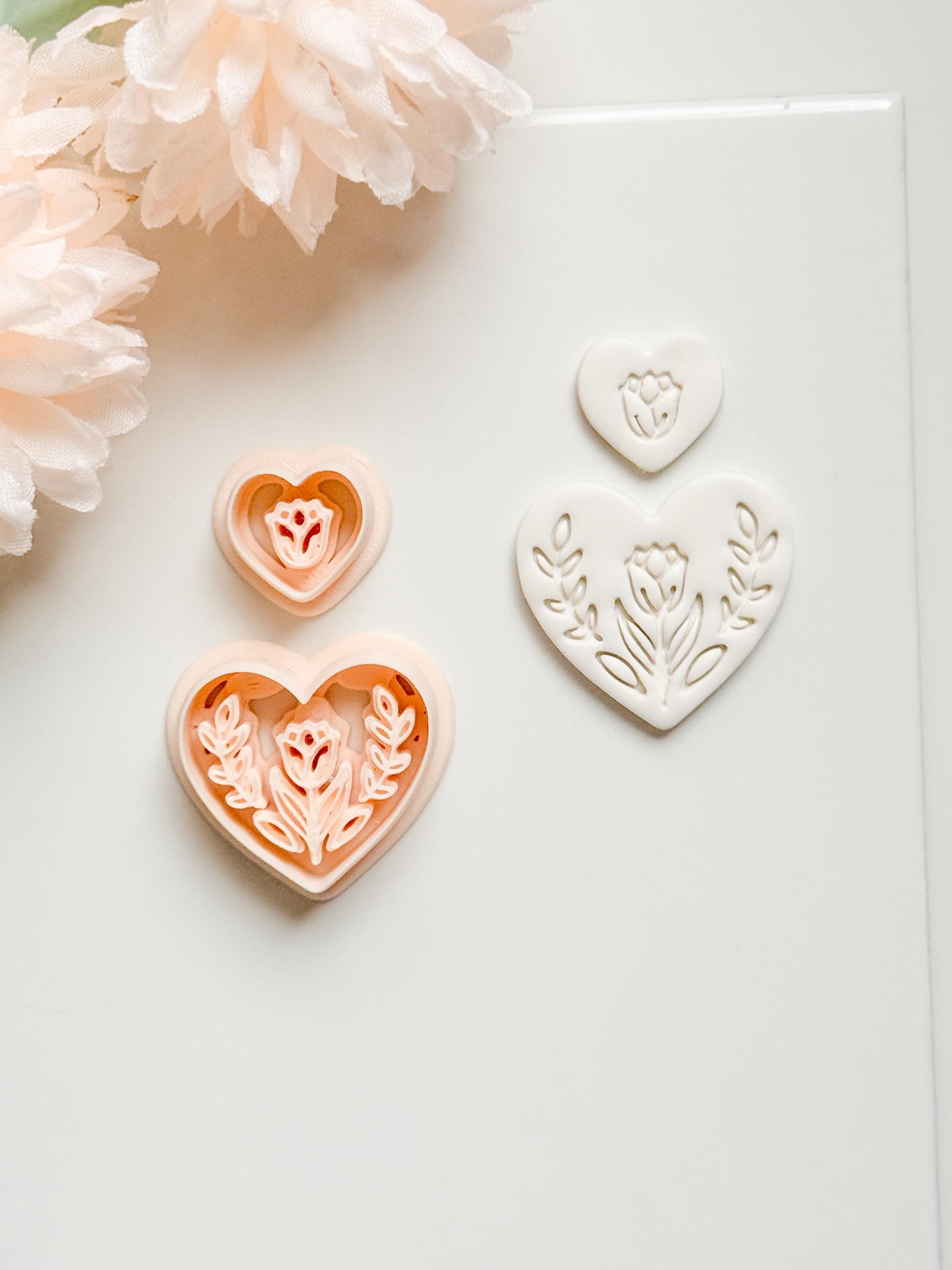 Lorose Heart Clay Cutter: Floral Heart with Botanical Details