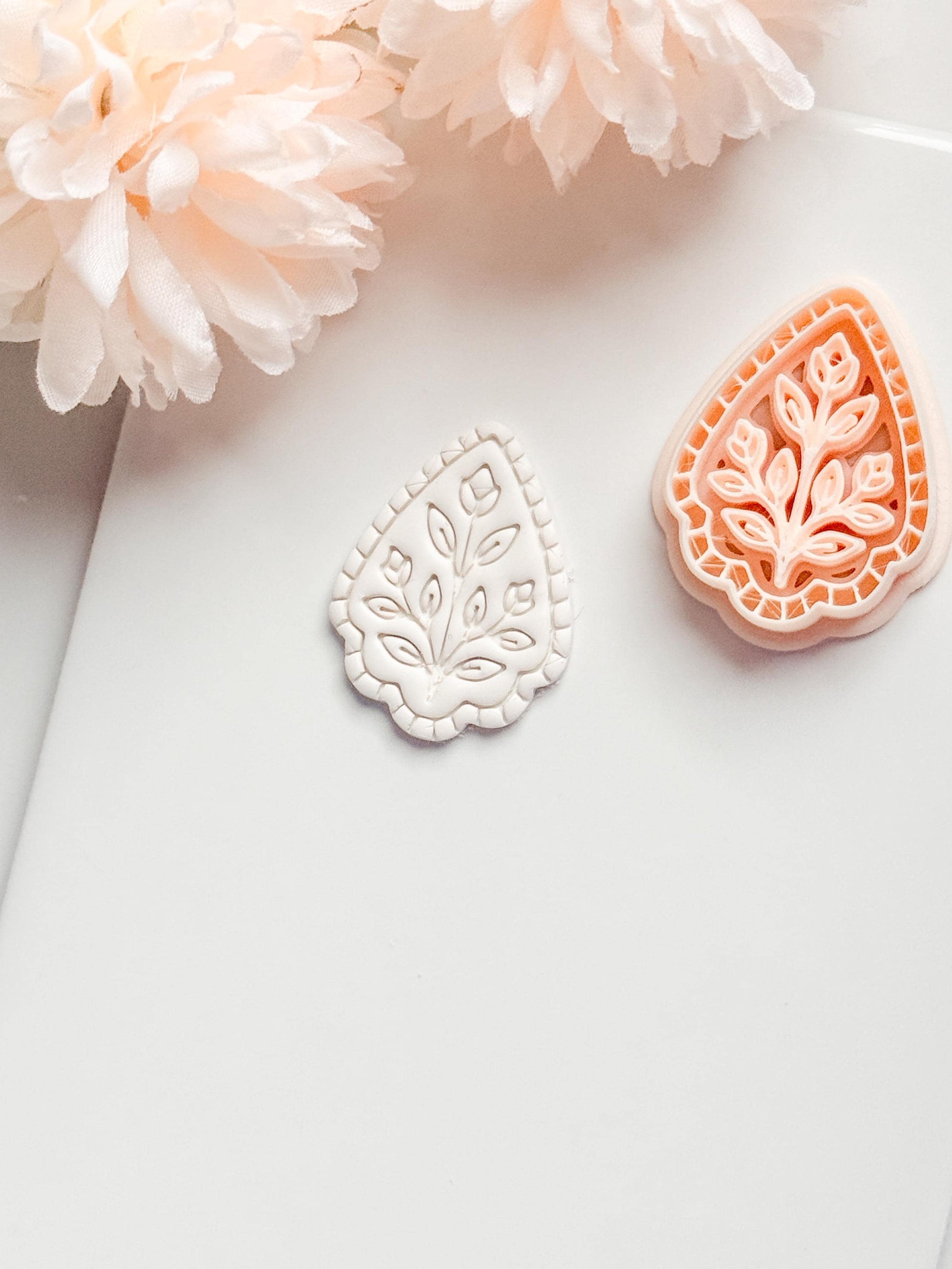 Petal Rue Clay Cutter: Scalloped Teardrop with Botanical Detail
