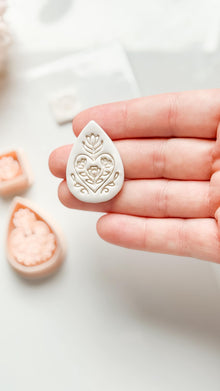 Flora June Teardrop Clay Cutter: Botanical Teardrop with Square Topper