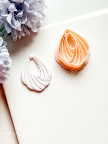 Odette Polymer Clay Cutter: Layered Drop Shape with Curved Fan Texture