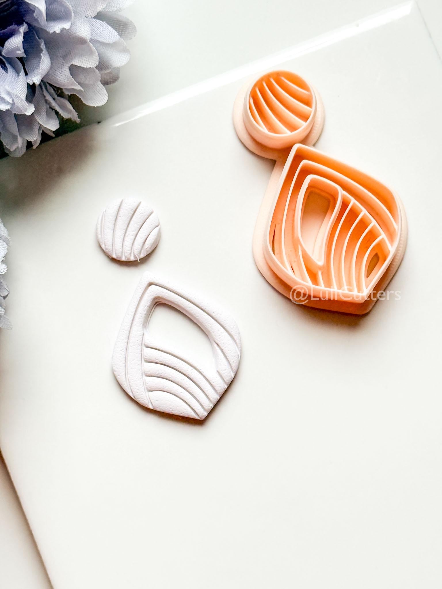 Sylvi Polymer Clay Cutter: Layered Drop Shape with Rounded Line Texture