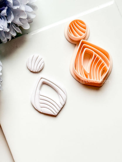 Sylvi Polymer Clay Cutter: Layered Drop Shape with Rounded Line Texture