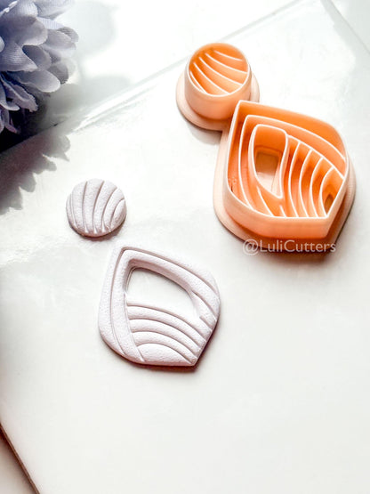 Sylvi Polymer Clay Cutter: Layered Drop Shape with Rounded Line Texture