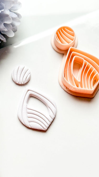 Sylvi Polymer Clay Cutter: Layered Drop Shape with Rounded Line Texture
