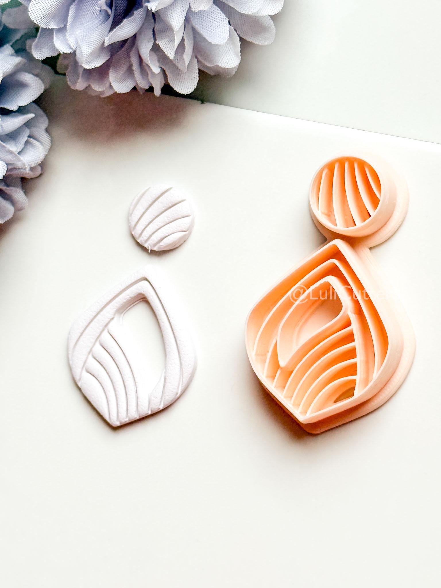 Sylvi Polymer Clay Cutter: Layered Drop Shape with Rounded Line Texture