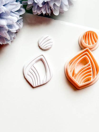 Sylvi Polymer Clay Cutter: Layered Drop Shape with Rounded Line Texture