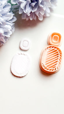 Faye Ribbed Oval Polymer Clay Cutter: Geometric Topper & Textured Base