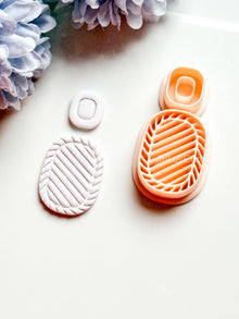 Faye Ribbed Oval Polymer Clay Cutter: Geometric Topper & Textured Base