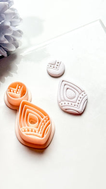 Vea Jo Polymer Clay Cutter: Layered Teardrop Shape with Dot & Line Texture