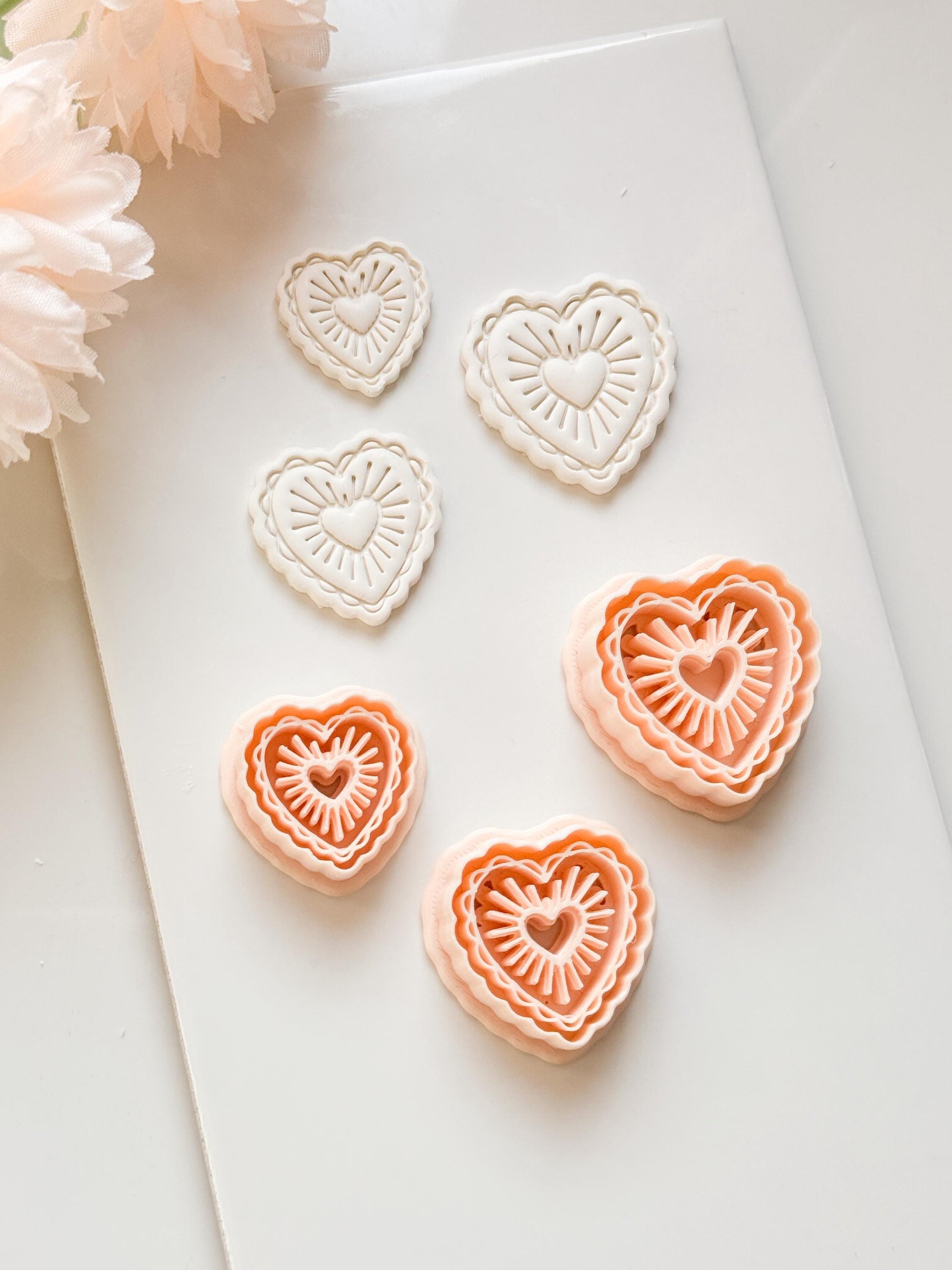 Raying Love Clay Cutter: Scalloped Heart with Radiating Center Heart