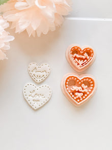 Amor & Love Script Dangle Clay Cutter Set: Heart Design with Lettered Embossing