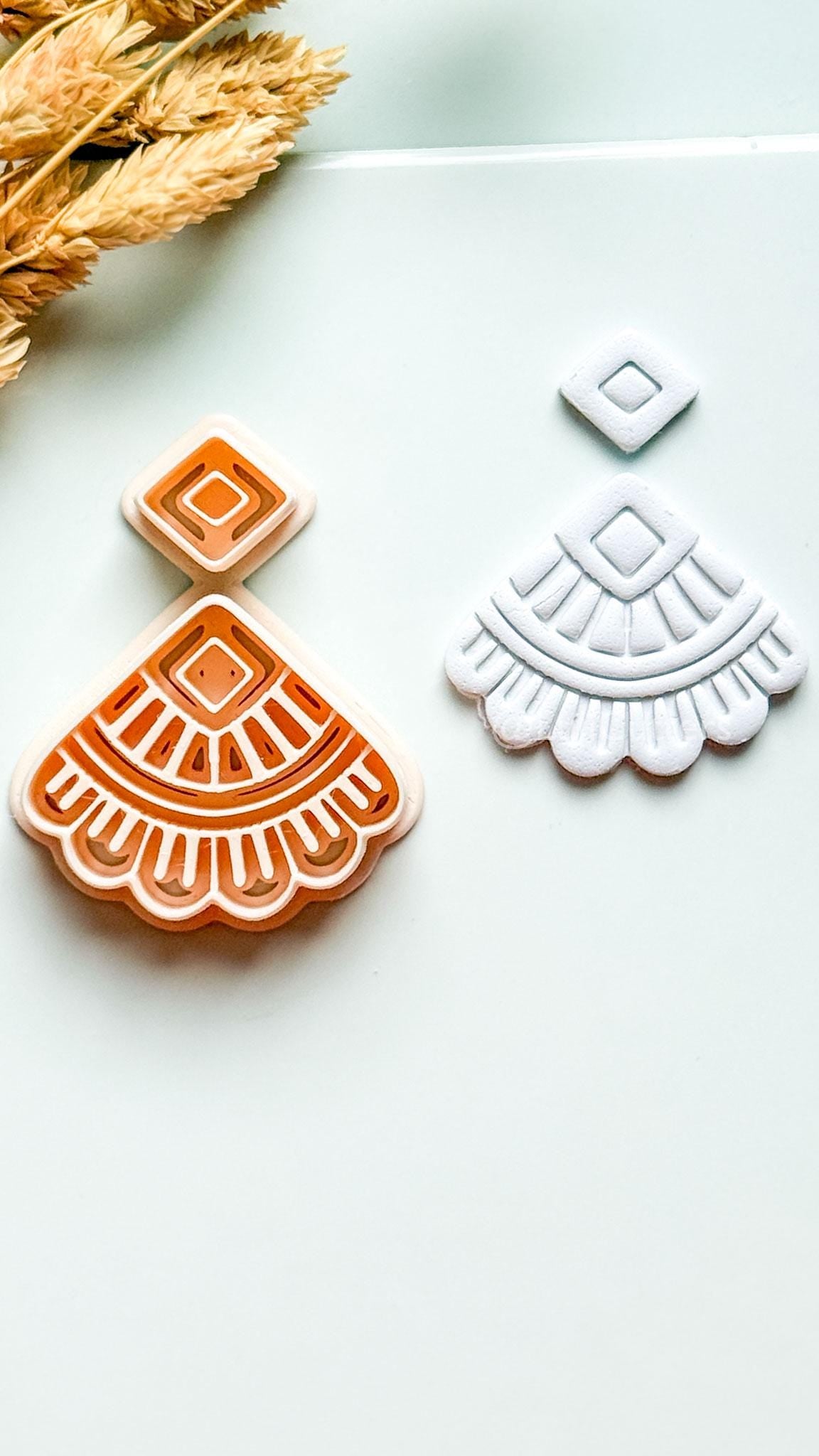 Odette Clay Cutter: Geometric Fan Polymer Clay Earring Shape