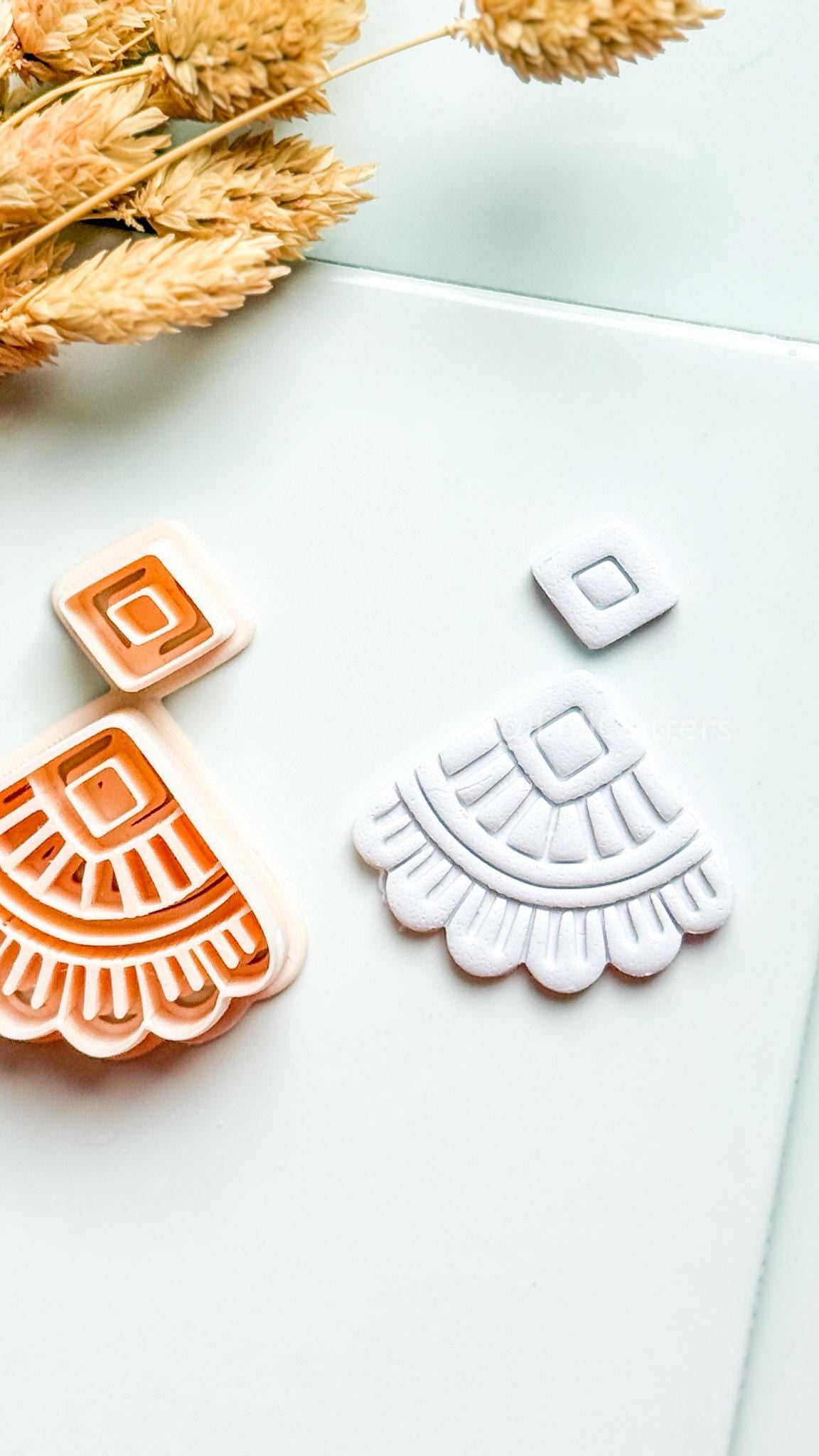 Odette Clay Cutter: Geometric Fan Polymer Clay Earring Shape