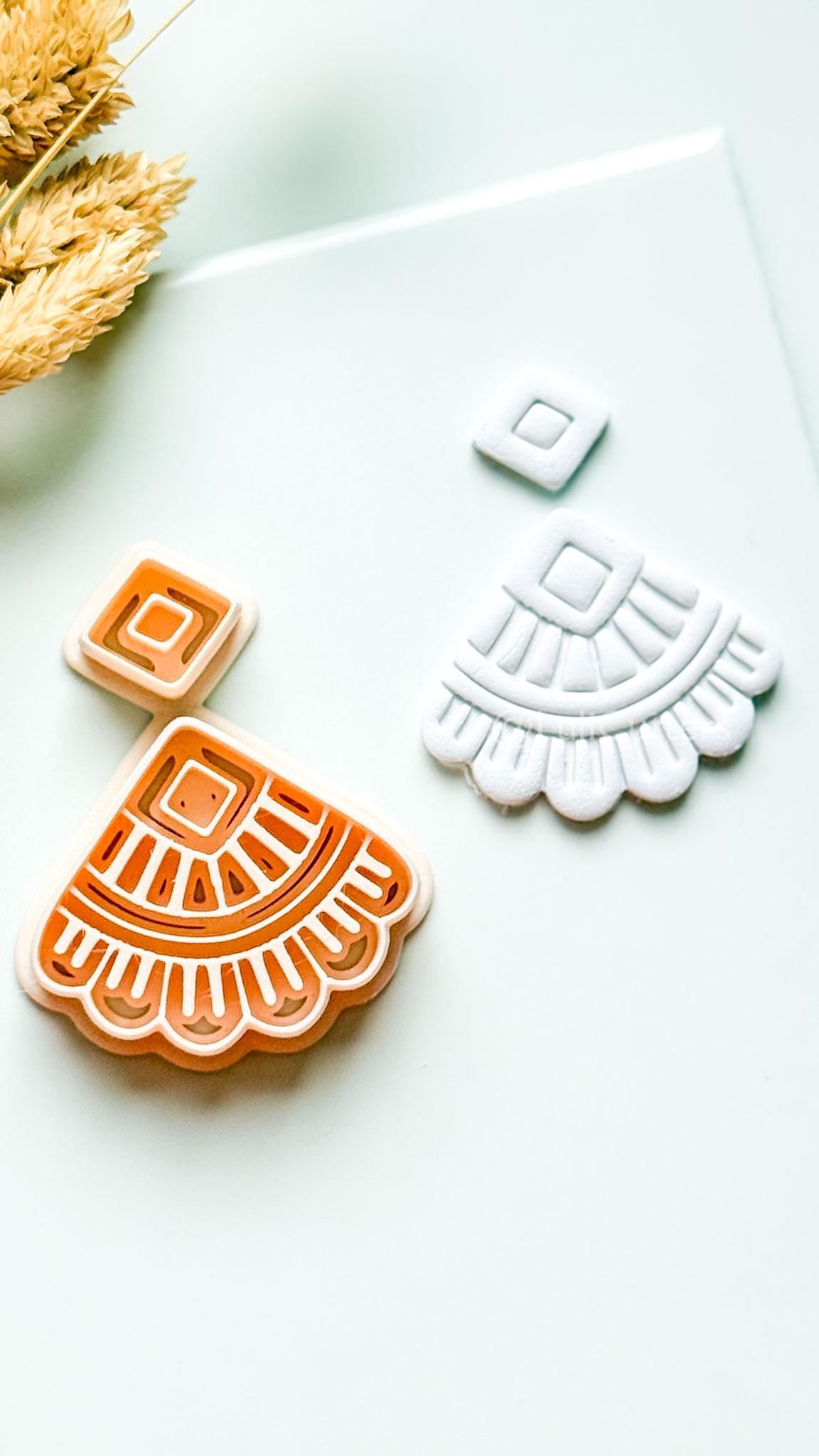 Odette Clay Cutter: Geometric Fan Polymer Clay Earring Shape