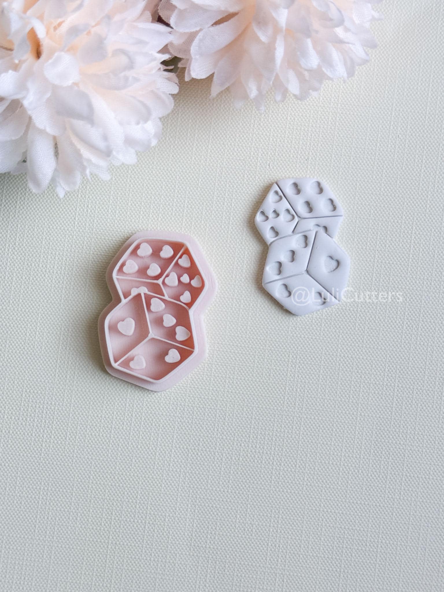 Lucky Hearts Clay Cutter: Heart-Pattern Dice Shape