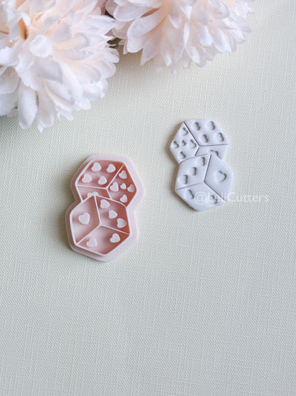 Lucky Hearts Clay Cutter: Heart-Pattern Dice Shape