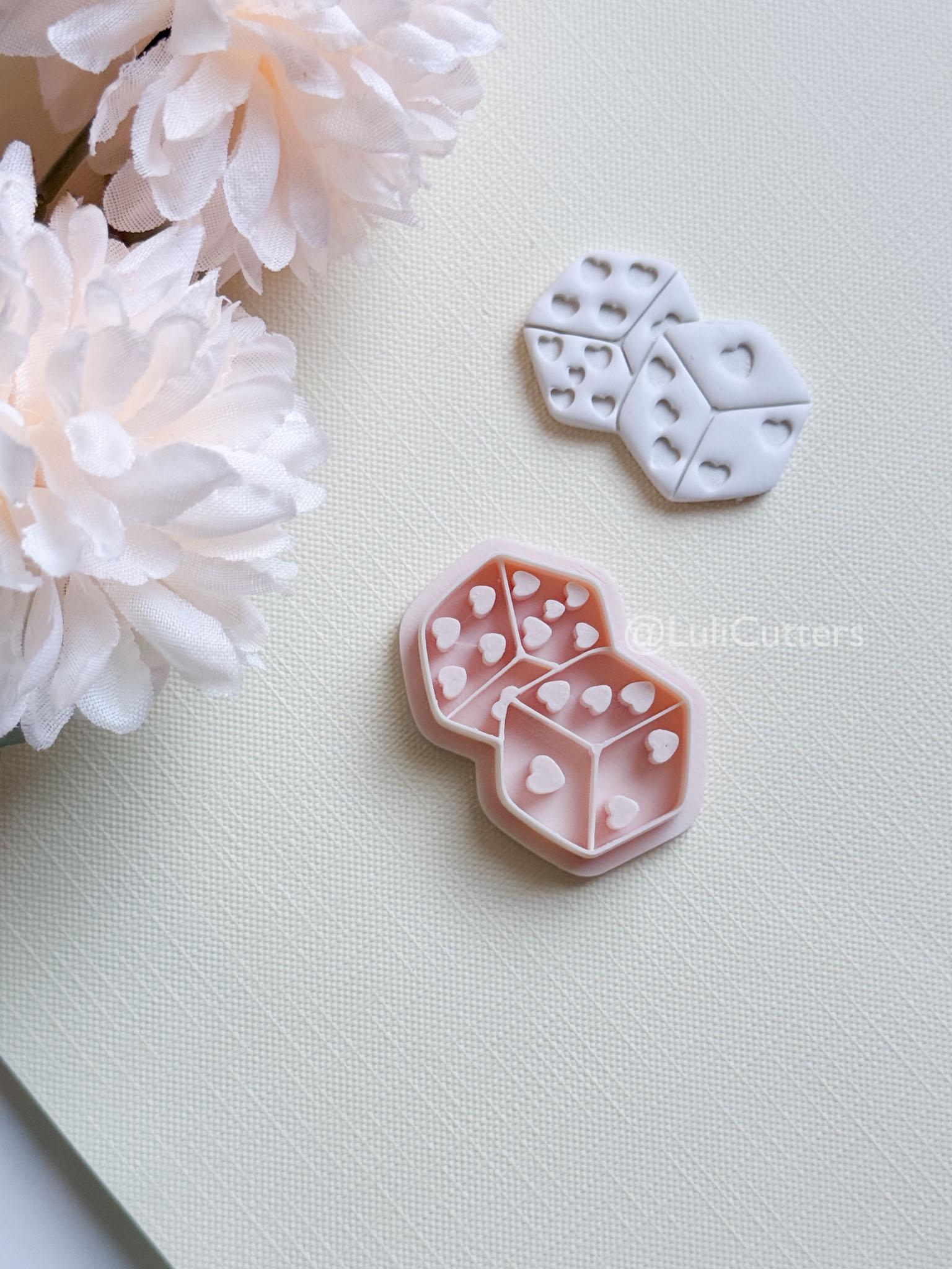 Lucky Hearts Clay Cutter: Heart-Pattern Dice Shape
