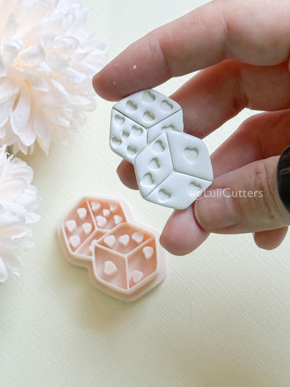 Lucky Hearts Clay Cutter: Heart-Pattern Dice Shape