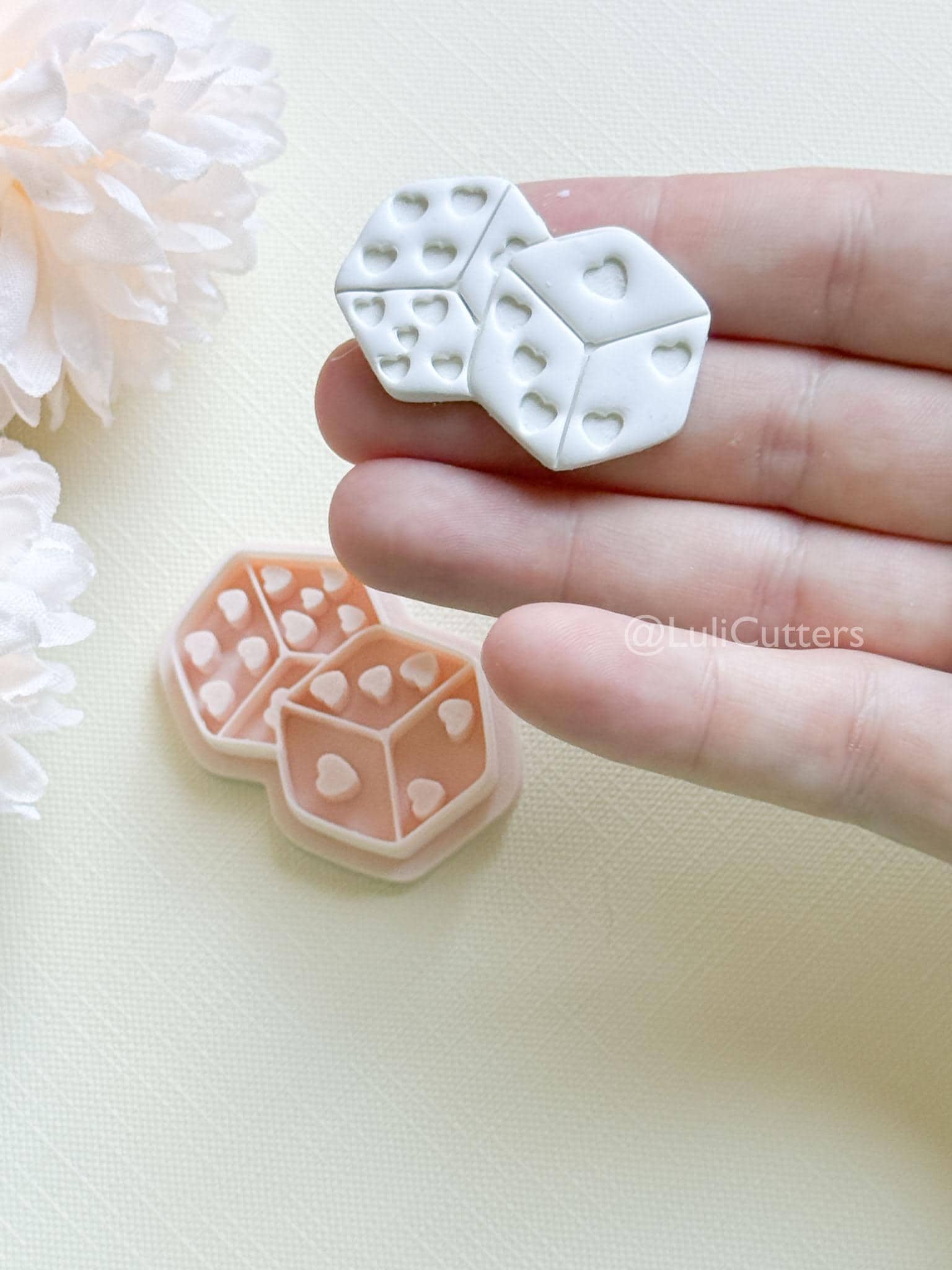 Lucky Hearts Clay Cutter: Heart-Pattern Dice Shape