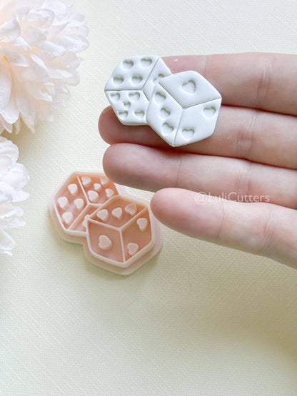 Lucky Hearts Clay Cutter: Heart-Pattern Dice Shape