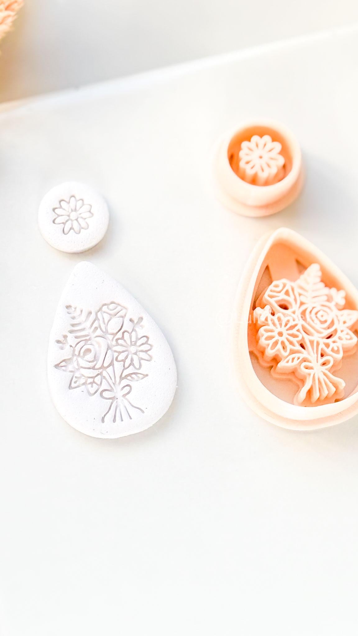 Naris Bouquet Clay Cutter: Layered Floral Teardrop Design