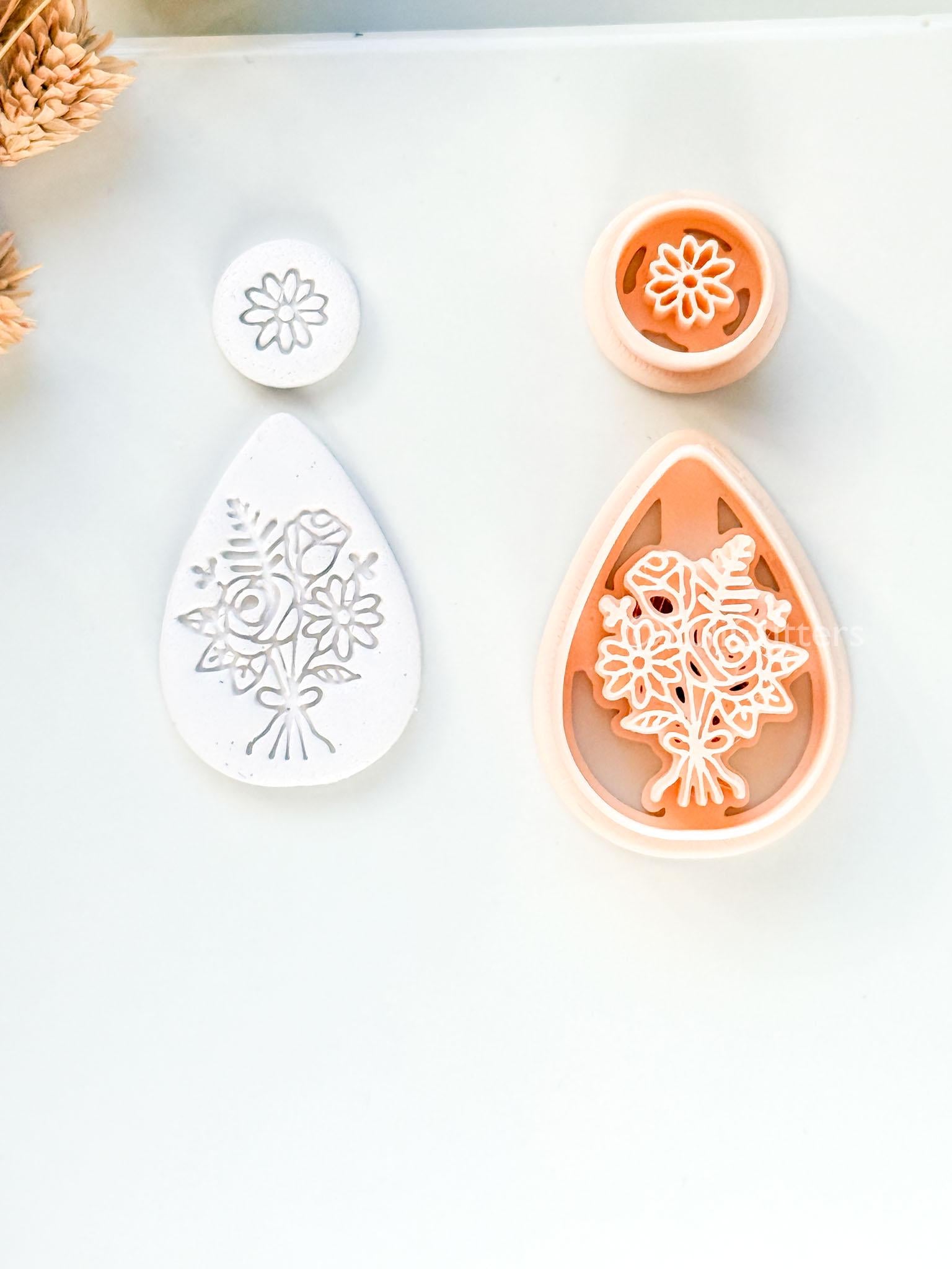 Naris Bouquet Clay Cutter: Layered Floral Teardrop Design