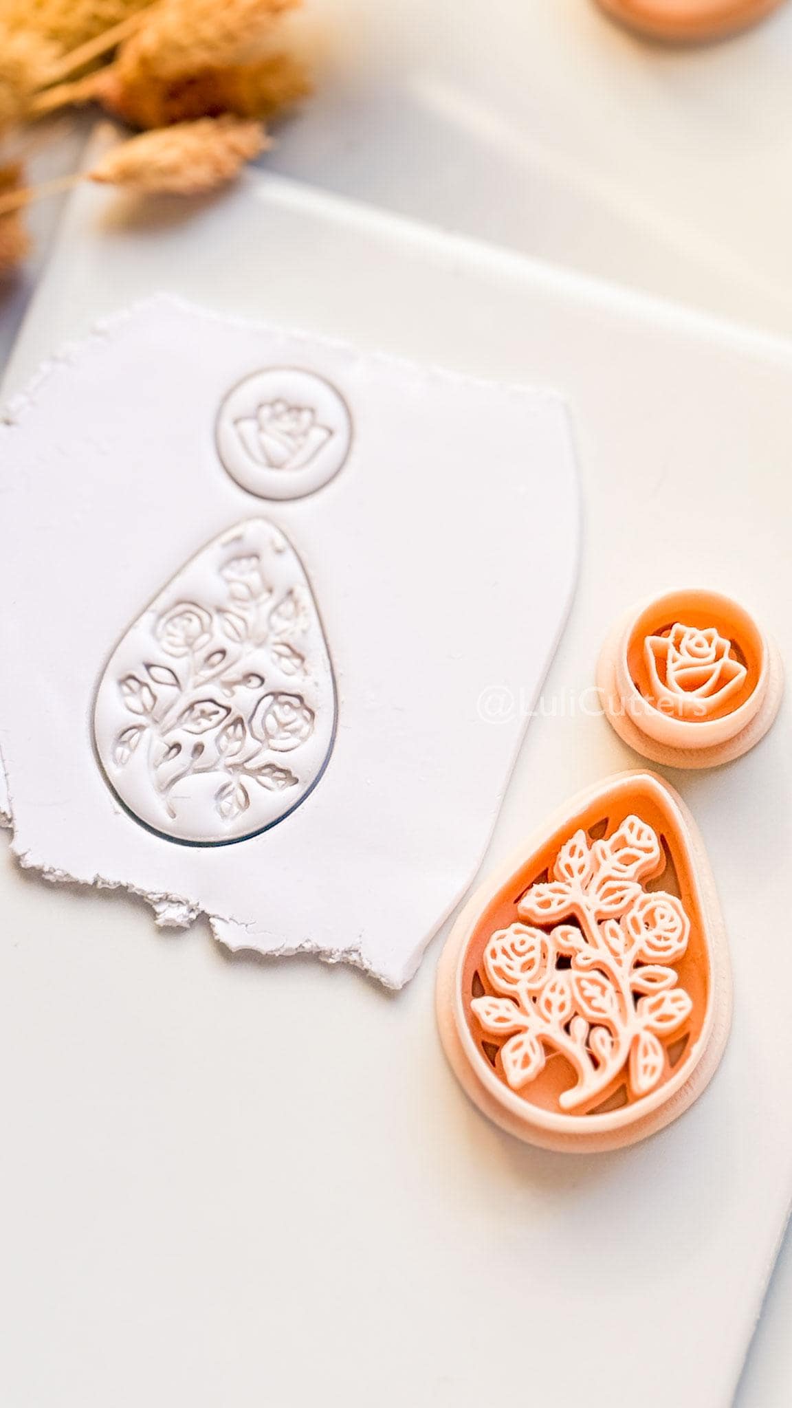 Elodie Garden Clay Cutter: Layered Floral Teardrop Design