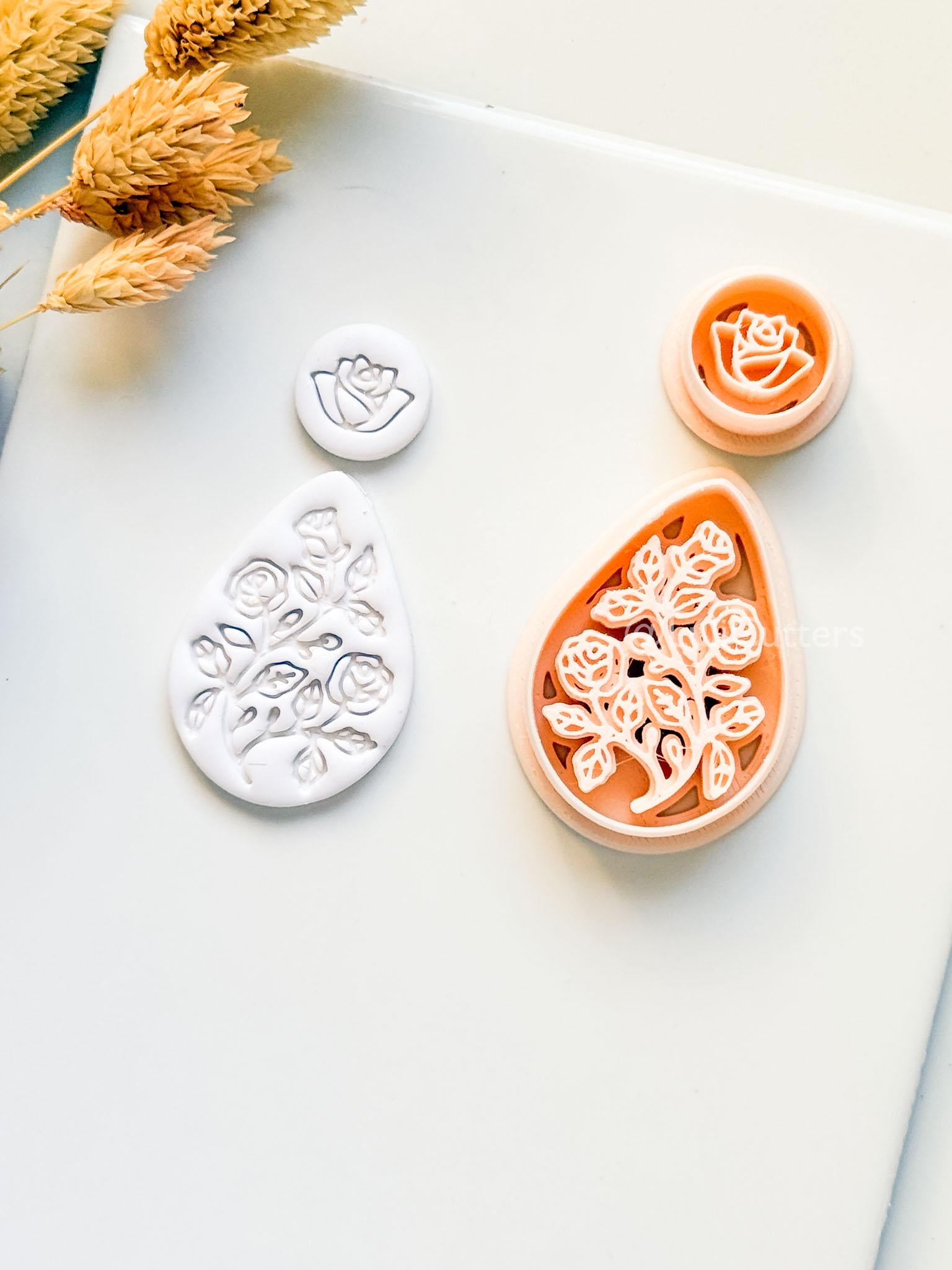 Elodie Garden Clay Cutter: Layered Floral Teardrop Design