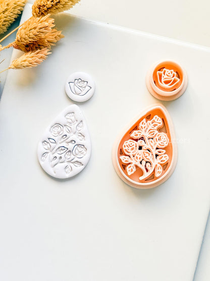 Elodie Garden Clay Cutter: Layered Floral Teardrop Design