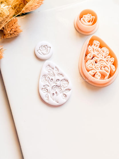 Elodie Garden Clay Cutter: Layered Floral Teardrop Design