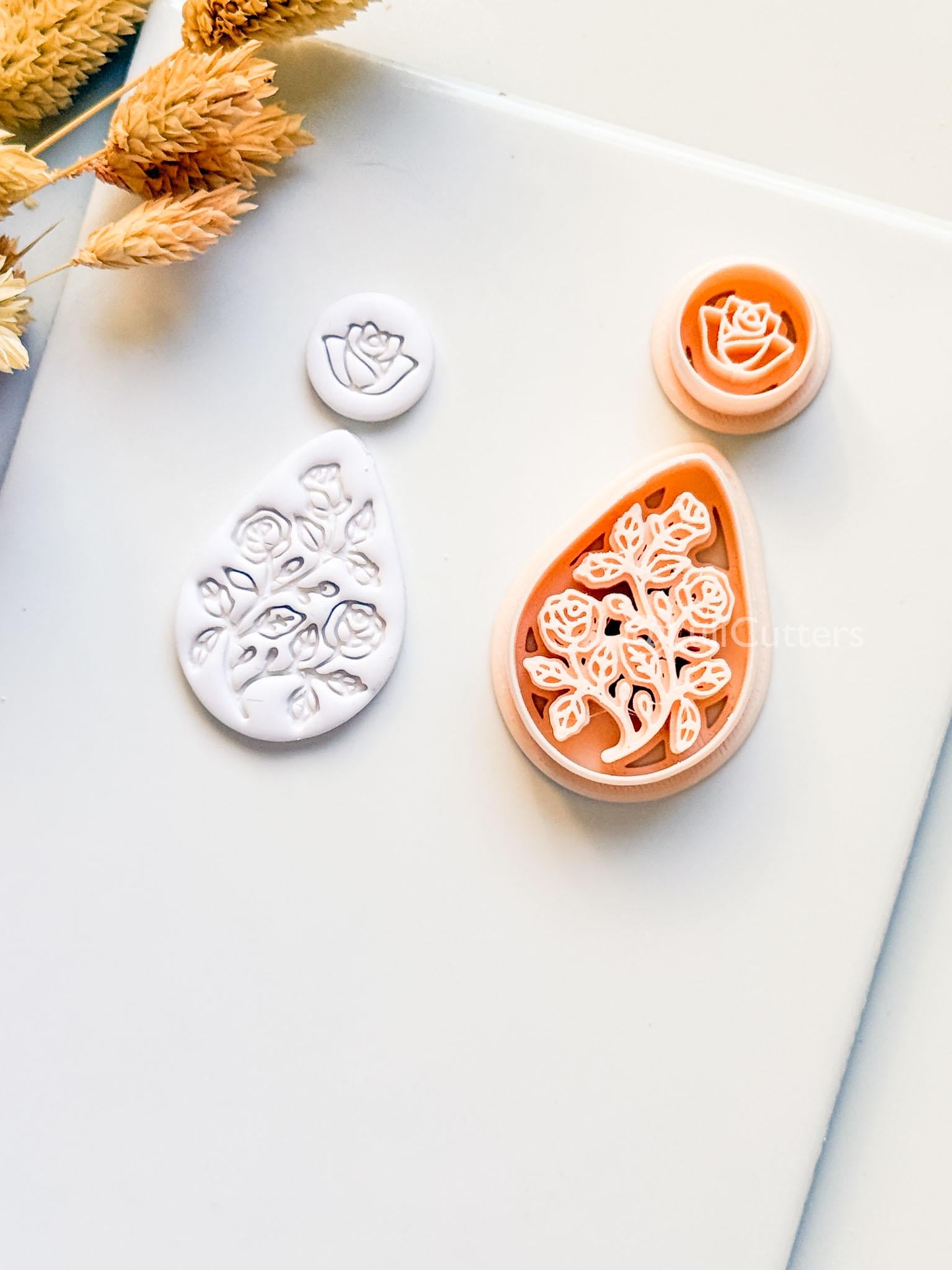 Elodie Garden Clay Cutter: Layered Floral Teardrop Design