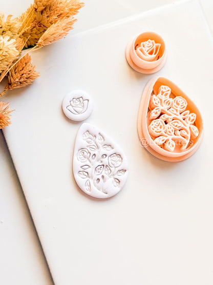 Elodie Garden Clay Cutter: Layered Floral Teardrop Design