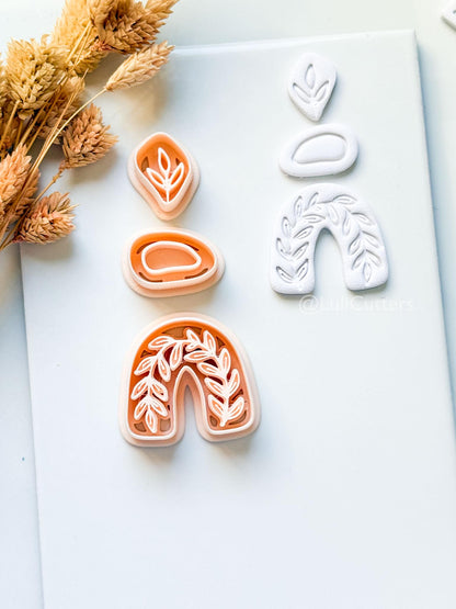 Neris Arch Clay Cutter: Layered Leafy Arch Dangle Design