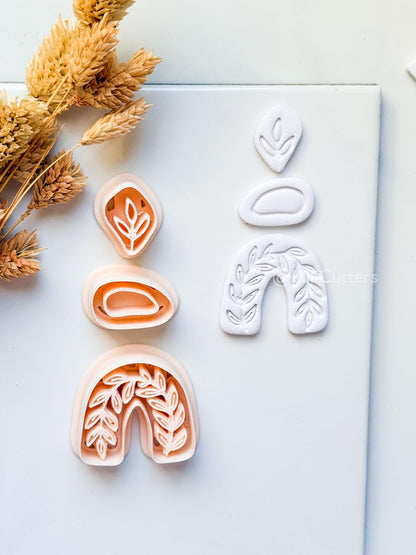 Neris Arch Clay Cutter: Layered Leafy Arch Dangle Design