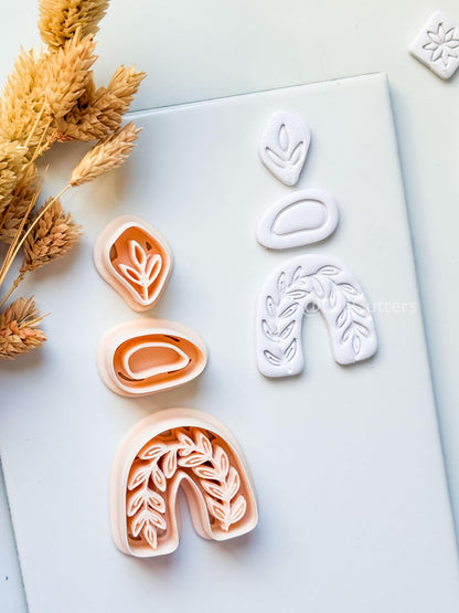 Neris Arch Clay Cutter: Layered Leafy Arch Dangle Design