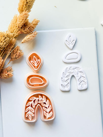 Neris Arch Clay Cutter: Layered Leafy Arch Dangle Design