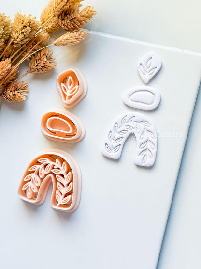 Neris Arch Clay Cutter: Layered Leafy Arch Dangle Design