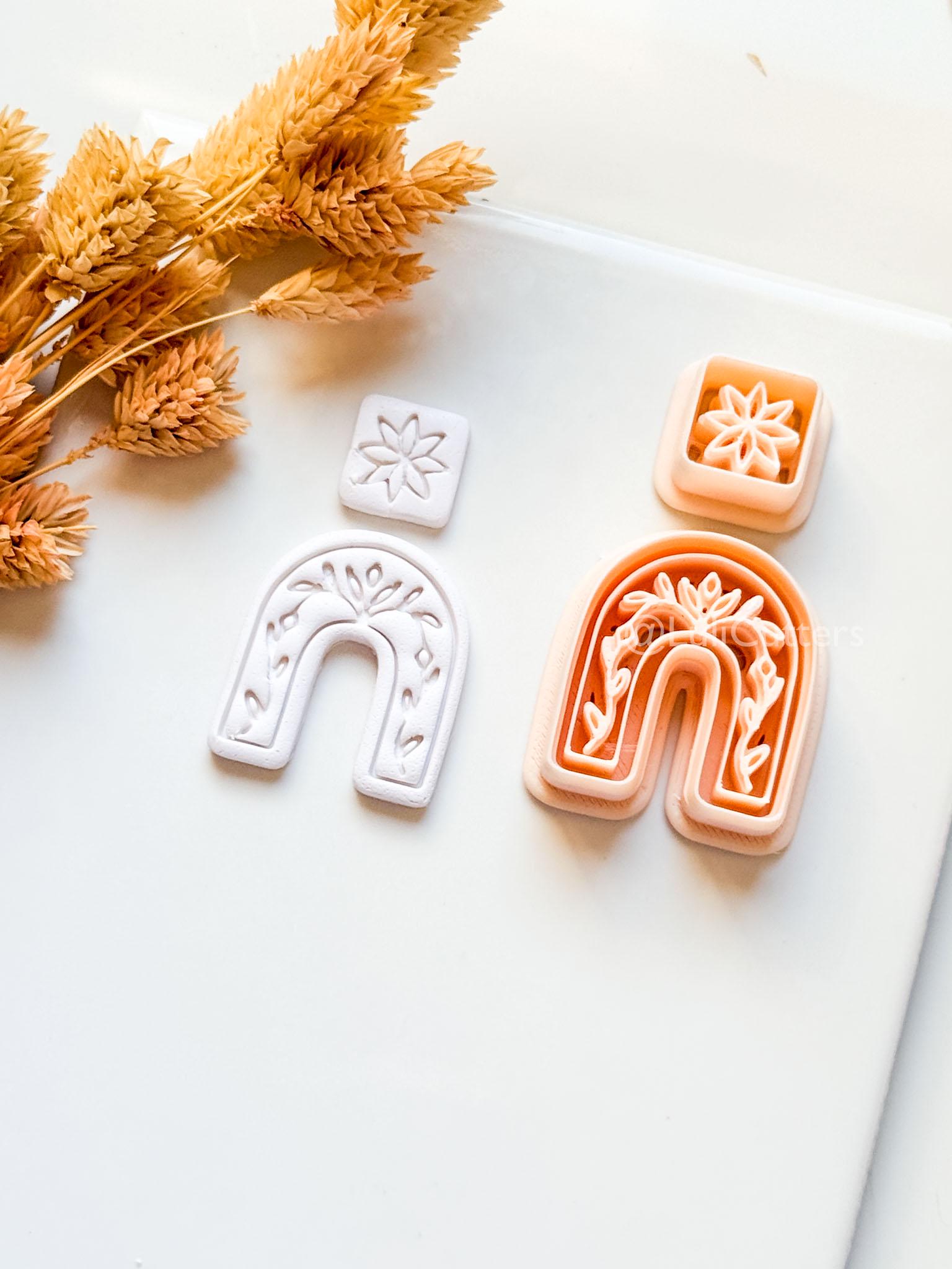 Celine Arch Clay Cutter: Floral Layered Rainbow Design