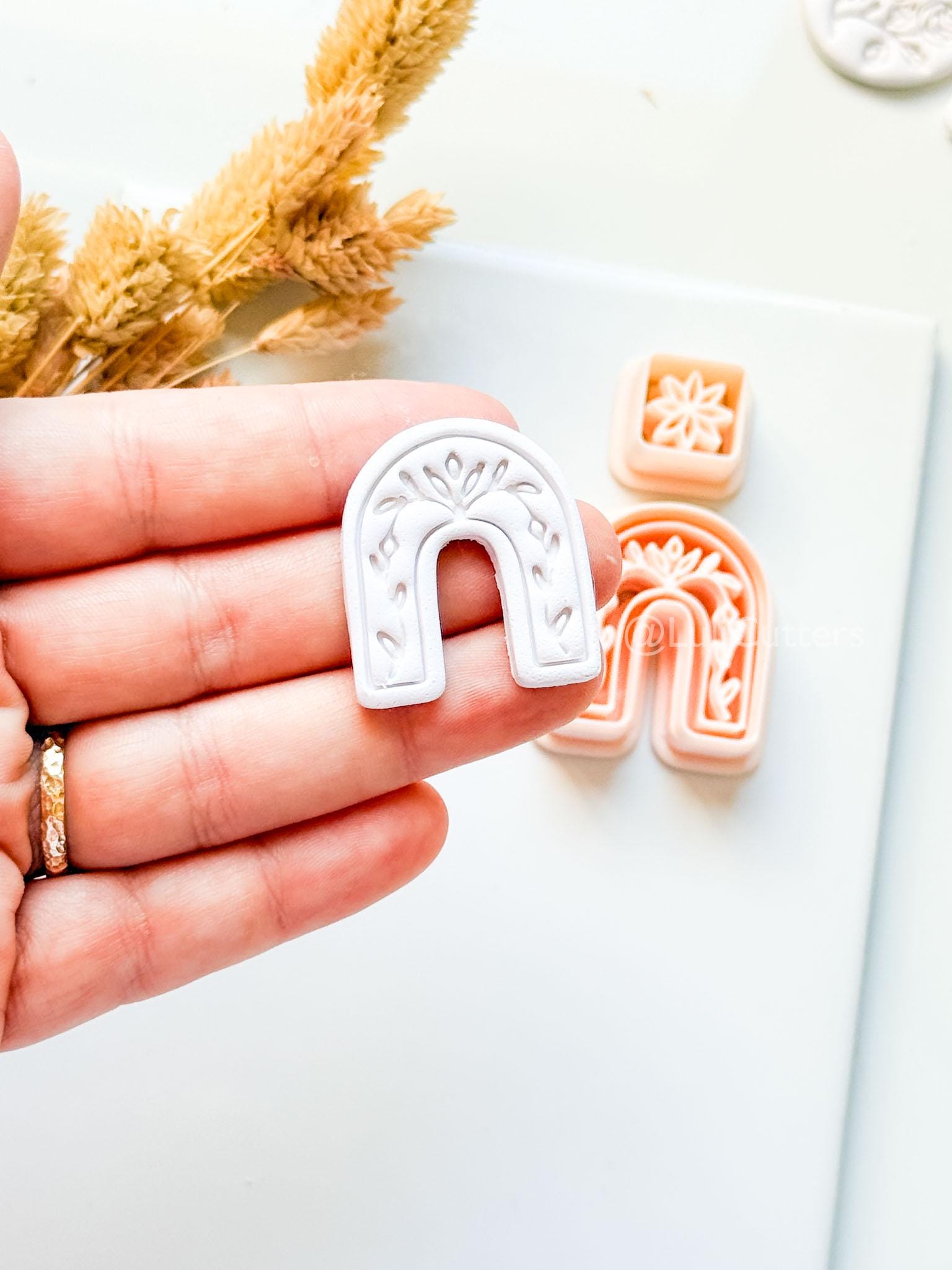 Celine Arch Clay Cutter: Floral Layered Rainbow Design