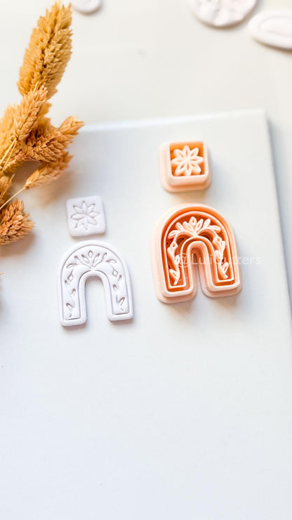 Celine Arch Clay Cutter: Floral Layered Rainbow Design