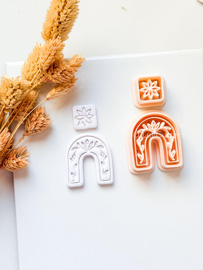 Celine Arch Clay Cutter: Floral Layered Rainbow Design