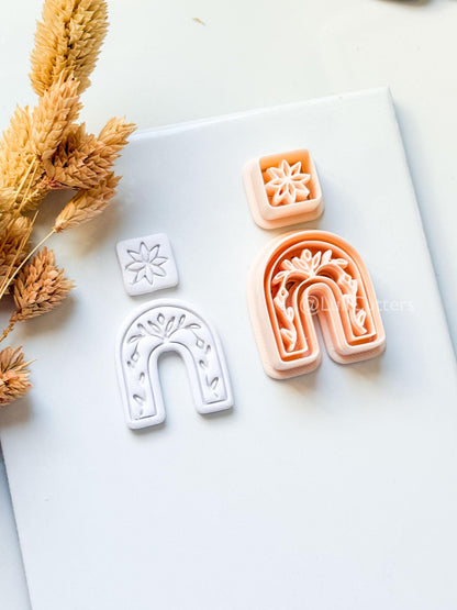 Celine Arch Clay Cutter: Floral Layered Rainbow Design