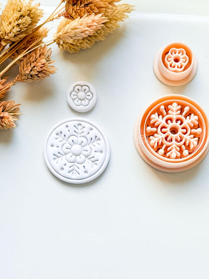 Feya Clay Cutter: Layered Round Floral Snowflake Design