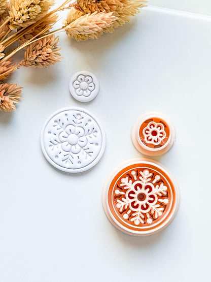 Feya Clay Cutter: Layered Round Floral Snowflake Design